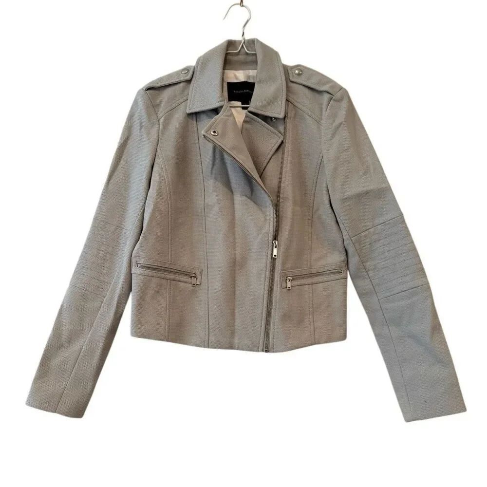 Banana Republic Textured Full Zip Blazer Moto Biker Jacket Gray Size 6